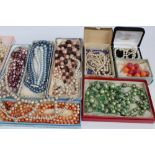 Quantity of vintage bead necklaces and simulated pearls