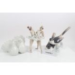 Selection of Lladro porcelain figures and ornaments - including birds, swans, dancers, plaque,