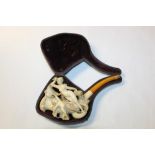Impressive late 19th century meerschaum pipe ornately carved with large naked female figure and