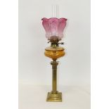 Edwardian oil lamp with Hinks duplex burner and cut glass reservoir,