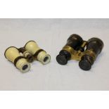 Pair late 19th / early 20th century tortoiseshell and gilt metal binoculars, signed - F. L.