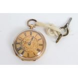 Late 19th century gold (18k) fob watch with key-wind movement CONDITION REPORT Watch