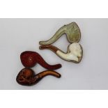 Early 20th century well-carved Continental meerschaum pipe,