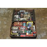 Diecast boxed selection of racing cars, towing cars,