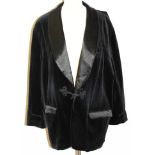 Gentlemen's vintage black velvet smoking jacket with satin revers,
