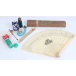 19th century ivory brisé fan with fan case,