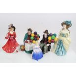 Five Royal Doulton figures - The Balloon Man HN1954, The Old Balloon Seller HN1315, Marie HN1370,