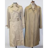 Ladies' vintage Burberry's trench coat - leather-trimmed buckles to belt and cuffs, size 8 Long,