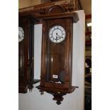 Early 20th century Vienna-style regulator wall clock in walnut case