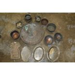 Collection of antique Turkish copperware - to include serving plate, dishes, bowls,