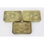 Three First World War Queen Mary 1914 brass Christmas boxes (lacking contents)