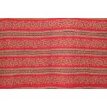 Vintage red paisley cover - hand-running stitch quilting and machined stitched edges,