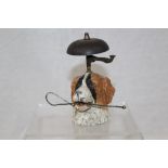 Late 19th / early 20th century novelty table bell in the form of a cold-painted metal dog's head