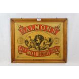 Late 19th century Salmon's City meat biscuits for dogs advertising board - printed in colours,