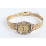 Ladies' Baylor gold (9ct) wristwatch with a diamond set bezel,