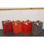 Four various petrol / fuel cans - to include Shell-Mex and B.P. Ltd.