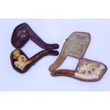 Delicately carved meerschaum cheroot holder, surmounted by well-carved huntswoman and hound group,