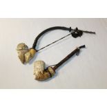 Two late 19th century meerschaum pipes,