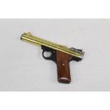 Benjamin Sheridan E9A Series .20 calibre air pistol with brass barrel. Serial no.