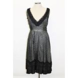 Late 1950s Pierre Balmain cocktail dress - black chiffon overlay, bead and sequin detail,