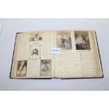 Victorian scrap album - containing handwritten verses, fan greeting card and other cards,