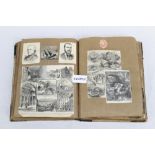 Mid-19th century scrapbook - mainly engravings but also cuttings, a few coloured scraps,