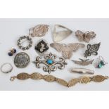 Group of silver and white metal jewellery - including David Andersen brooch,