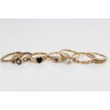 Seven gold (9ct) dress rings CONDITION REPORT Total gross weight approximately 9.