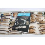 Selection of vintage lace bobbins - all have wooden shanks, some turned, various designs,