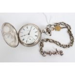 Large late 19th century American Waltham hunter pocket watch in 'Fahys Coin' white metal case with