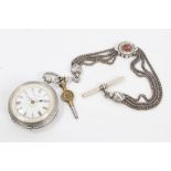 Victorian silver ladies' fob watch with white enamel Roman numeral dial, marked - Kay & Co.