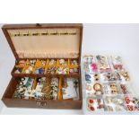 Collection of mainly 1950s - 1980s clip-on earrings within a jewellery box and one other container