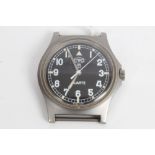 CWC military wristwatch with quartz movement, black dial with luminescent hour markers,
