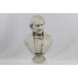 Victorian painted plaster bust of Prime Minister William Gladstone, signed - C.
