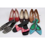 Ladies' vintage shoe selection - including brown leather 'Paris' court shoes by Christian Louboutin,