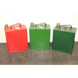 Three various unbranded petrol / fuel cans - in restored condition