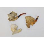 Early 20th century well-carved meerschaum pipe with female head - possibly Queen Alexandra,