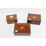 Two Victorian rosewood boxes with inlaid mother of pearl decoration,