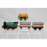 Railway - Hornby 0 gauge M1 passenger and goods locomotive and tenders, two coaches no.