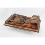 Good quality Victorian stereoscopic viewer in walnut case with pierced scrollwork,