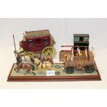 Western scale model stage coaches, Western postcards, Western Fort,