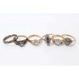 Six gold (9ct) gem set dress rings CONDITION REPORT Total gross weight approximately