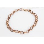 Rose gold (9ct) belcher chain bracelet, 18.