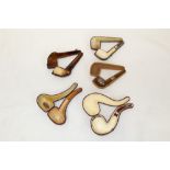 Five late 19th century meerschaum and other pipes - some with silver mounts - all in fitted cases