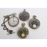 Four Second World War military pocket watches - all with broad arrow and other marks