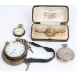 Ladies' vintage gold (9ct) wristwatch on gold expanding bracelet,