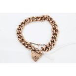 Rose gold (9ct) curb link bracelet with heart-shaped padlock clasp CONDITION REPORT