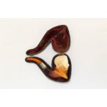 Late 19th century meerschaum pipe carved in the form of a bewhiskered gentleman wearing a rose in