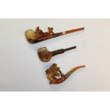 Late 19th century meerschaum pipe carved with naked female bathers,