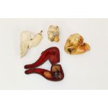 Finely carved 19th century novelty meerschaum pipe in the form of an elephant head with curling